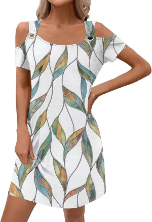 Women's Summer Casual Trendy Sleeveless Halter Striped Polka Dot Floral Print Midi Dress 2025 with Pockets, S-3XL