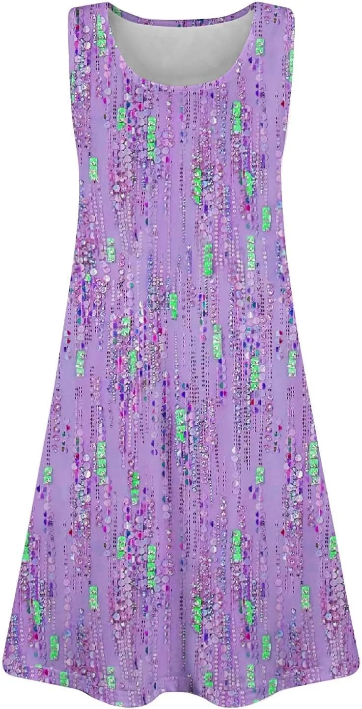 Women's Summer Maxi Dress 2025 Floral Graphic Sleeveless Casual Loose Long Beach Sundress Travel Vacation Outfits