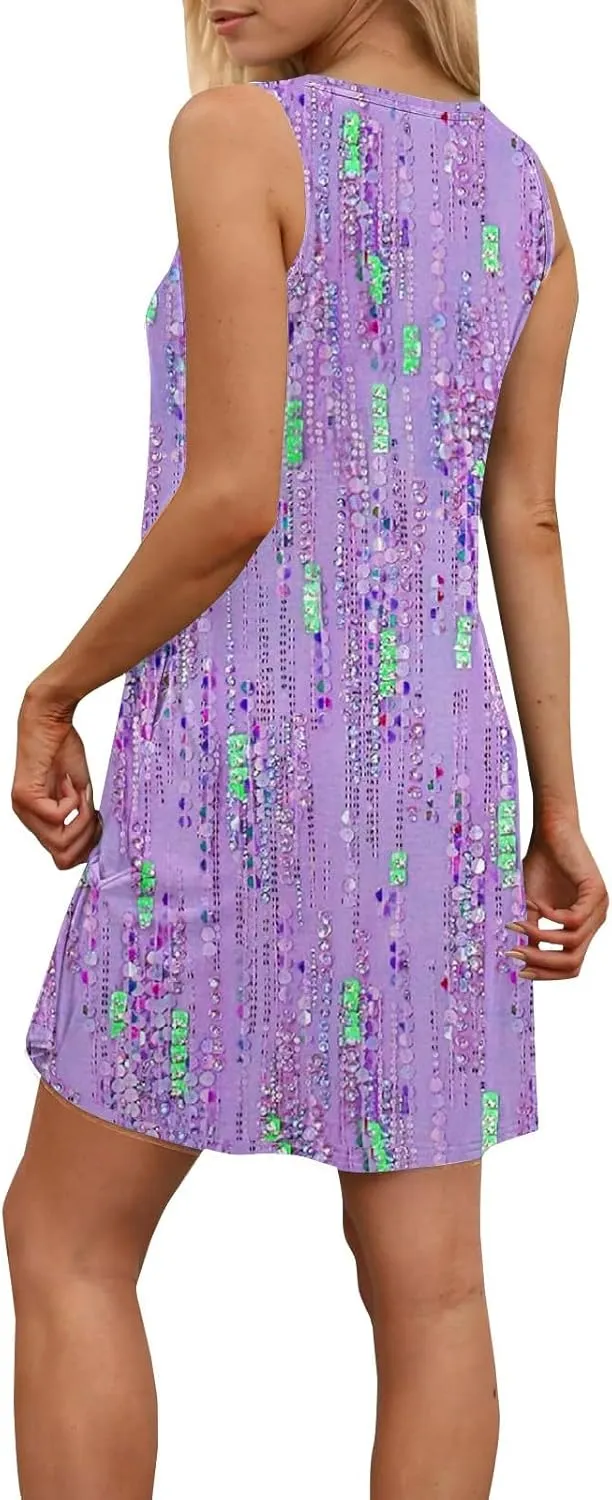 Women's Summer Maxi Dress 2025 Floral Graphic Sleeveless Casual Loose Long Beach Sundress Travel Vacation Outfits