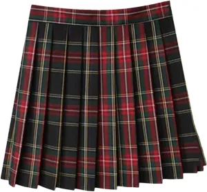 Womens Summer Plaid Pleated Skirt High Waisted A-Line Mini Skirts for Women Casual Sports Skirts