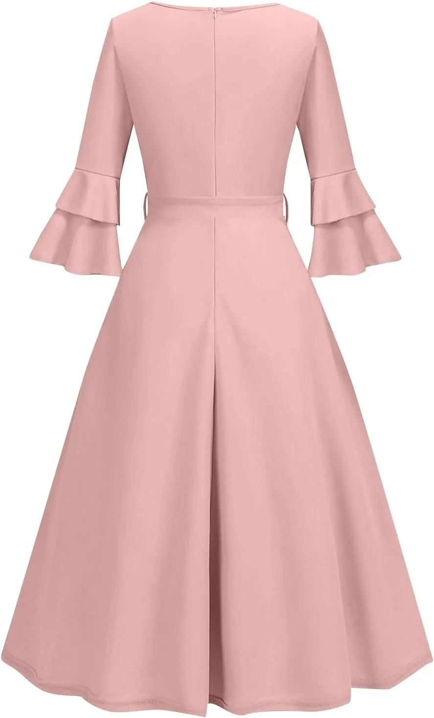 Women's Summer Sexy Elegant Trendy V-Neck Short Sleeve Solid Color Prom Party Cocktail Midi Dresses, S-3XL