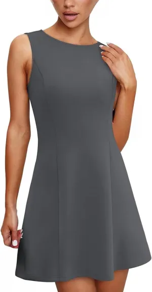 Womens Summer Sleeveless Boat Neck Mini Dress Slim Fitted Party Club Little Short Dresses Cute Sexy Bodycon Dress