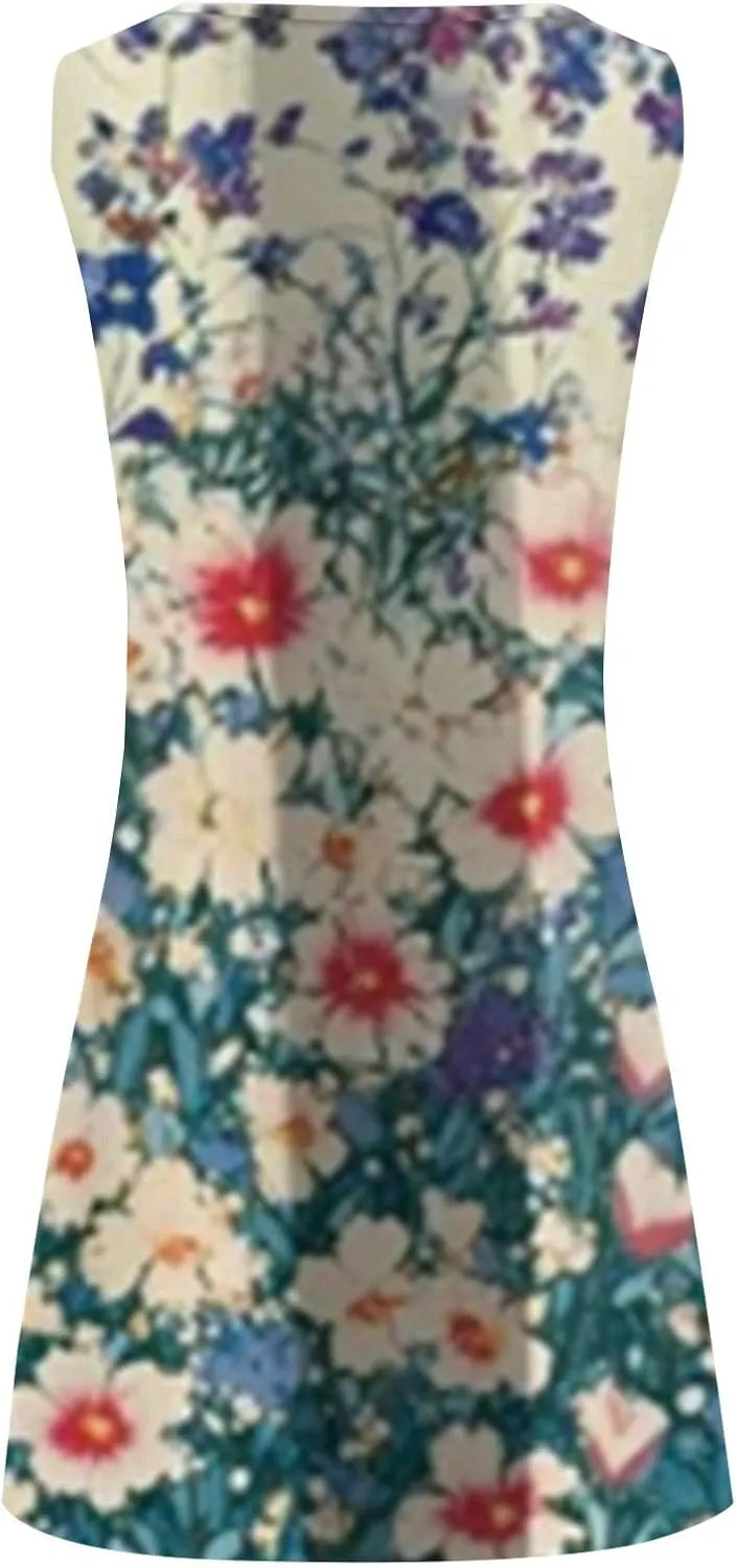 Womens Sundresdes Sun Dresses for Women 2025 Vacation Beach Casual Summer Sundresses Sleeveless Tank Short Boho
