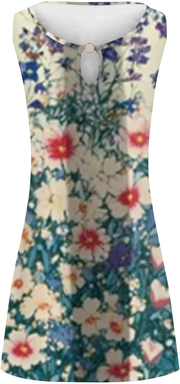 Womens Sundresdes Sun Dresses for Women 2025 Vacation Beach Casual Summer Sundresses Sleeveless Tank Short Boho