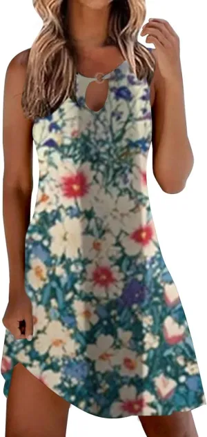 Womens Sundresdes Sun Dresses for Women 2025 Vacation Beach Casual Summer Sundresses Sleeveless Tank Short Boho