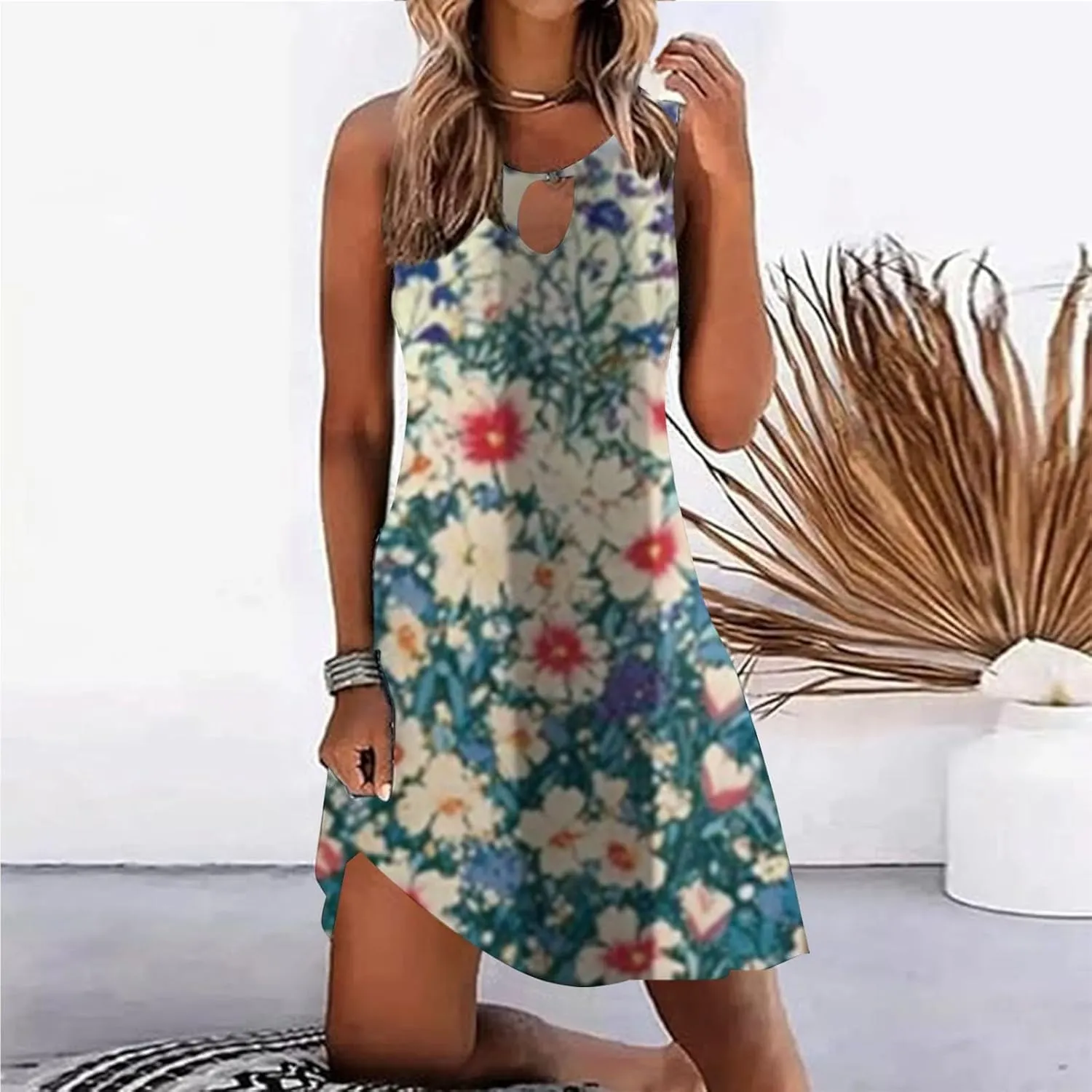 Womens Sundresdes Sun Dresses for Women 2025 Vacation Beach Casual Summer Sundresses Sleeveless Tank Short Boho