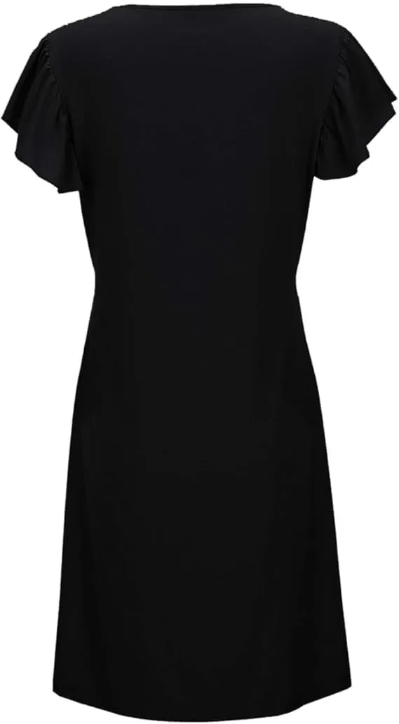 Women's Sundresses for Vacation Beach Ruffle Sleeve Tank Dress Tiered A Line Swing Dresses Casual Mini Dresses