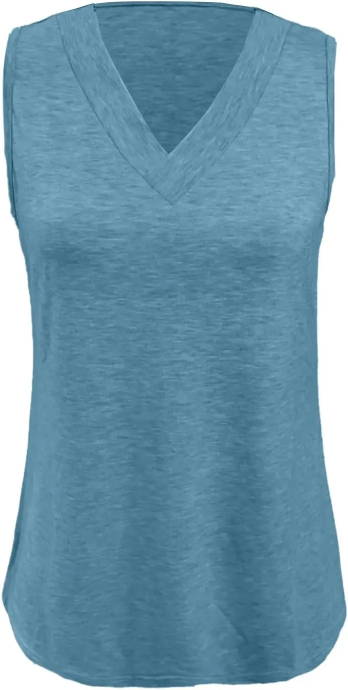 Womens Tank Tops 2025 Sleeveless Summer Vacation Beach Tee Shirt Loose Fit Casual T-Shirt