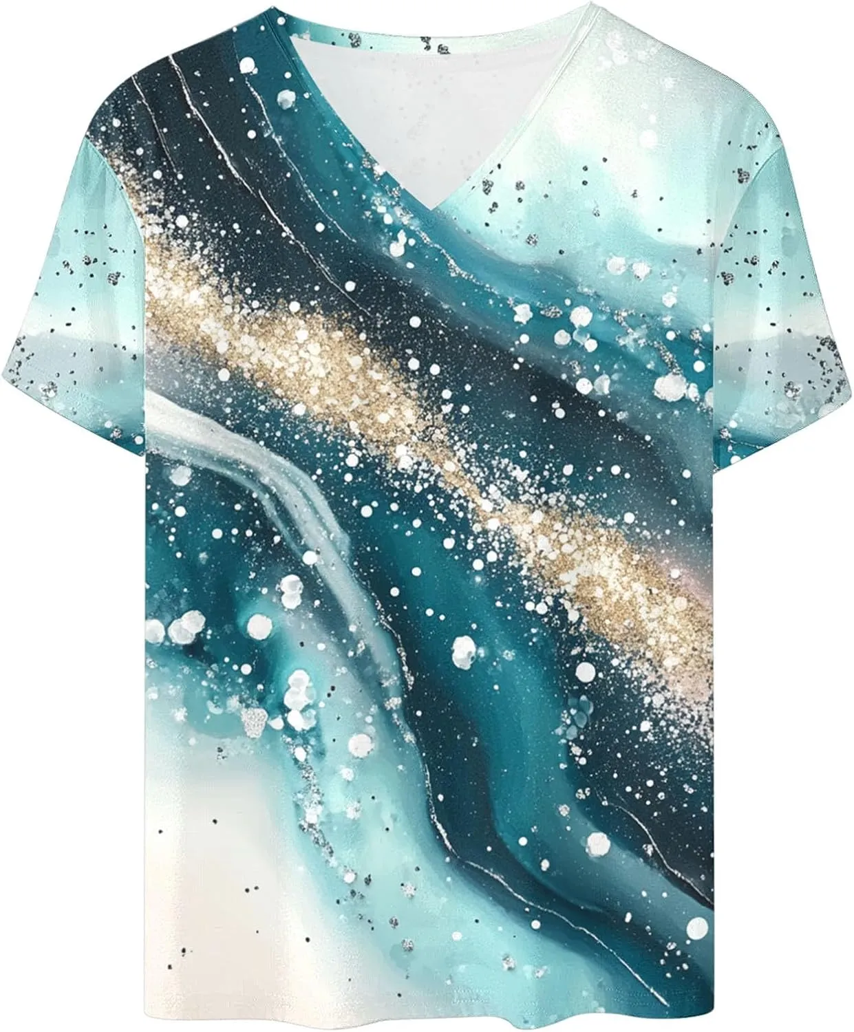 Women's Tie Dye T Shirt Casual V Neck Summer Tops Blouse Loose Fit Short Sleeve Floral Shirts Tunic Cute Graphic Tees