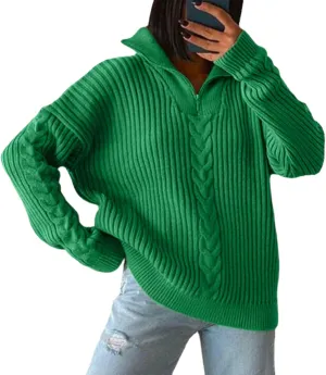 Women's Turtleneck Oversized Pullover Sweaters Long Sleeve Loose Knitted Sweater Tops Casual Slouchy Jumper Tops