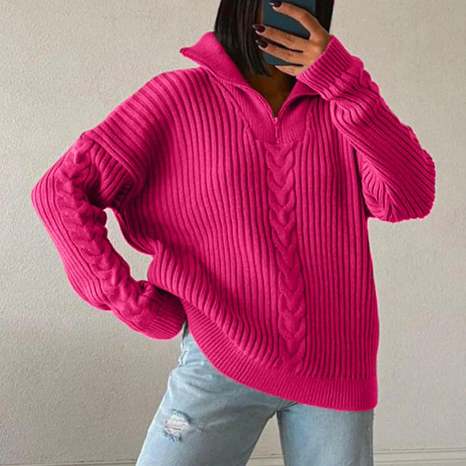Women's Turtleneck Oversized Pullover Sweaters Long Sleeve Loose Knitted Sweater Tops Casual Slouchy Jumper Tops