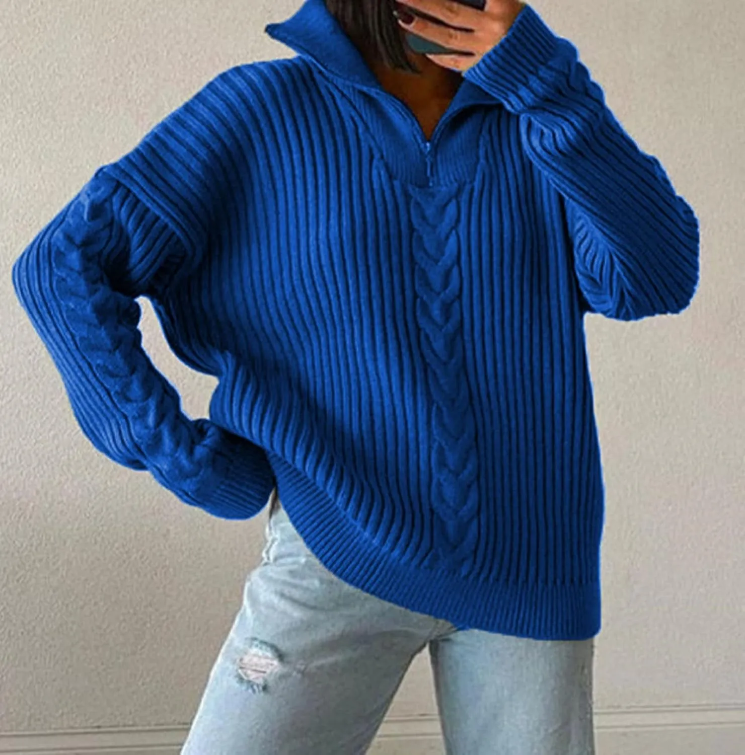 Women's Turtleneck Oversized Pullover Sweaters Long Sleeve Loose Knitted Sweater Tops Casual Slouchy Jumper Tops