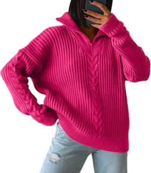 Women's Turtleneck Oversized Pullover Sweaters Long Sleeve Loose Knitted Sweater Tops Casual Slouchy Jumper Tops