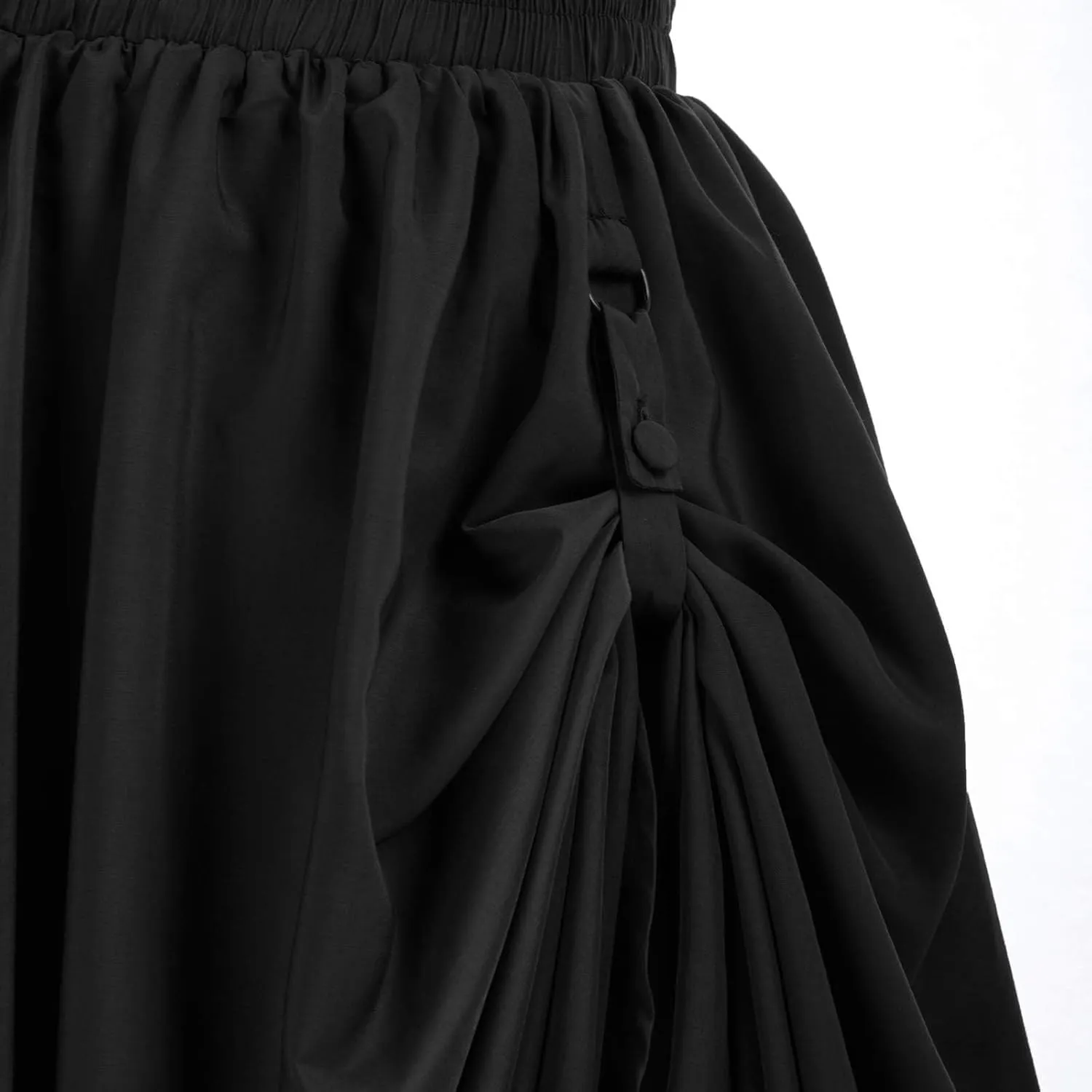 Women's Vintage Maxi Long Skirt Elastic Waist Lace Trim Ruched Flowy Long Skirt Gothic Victorian Renaissance Skirts