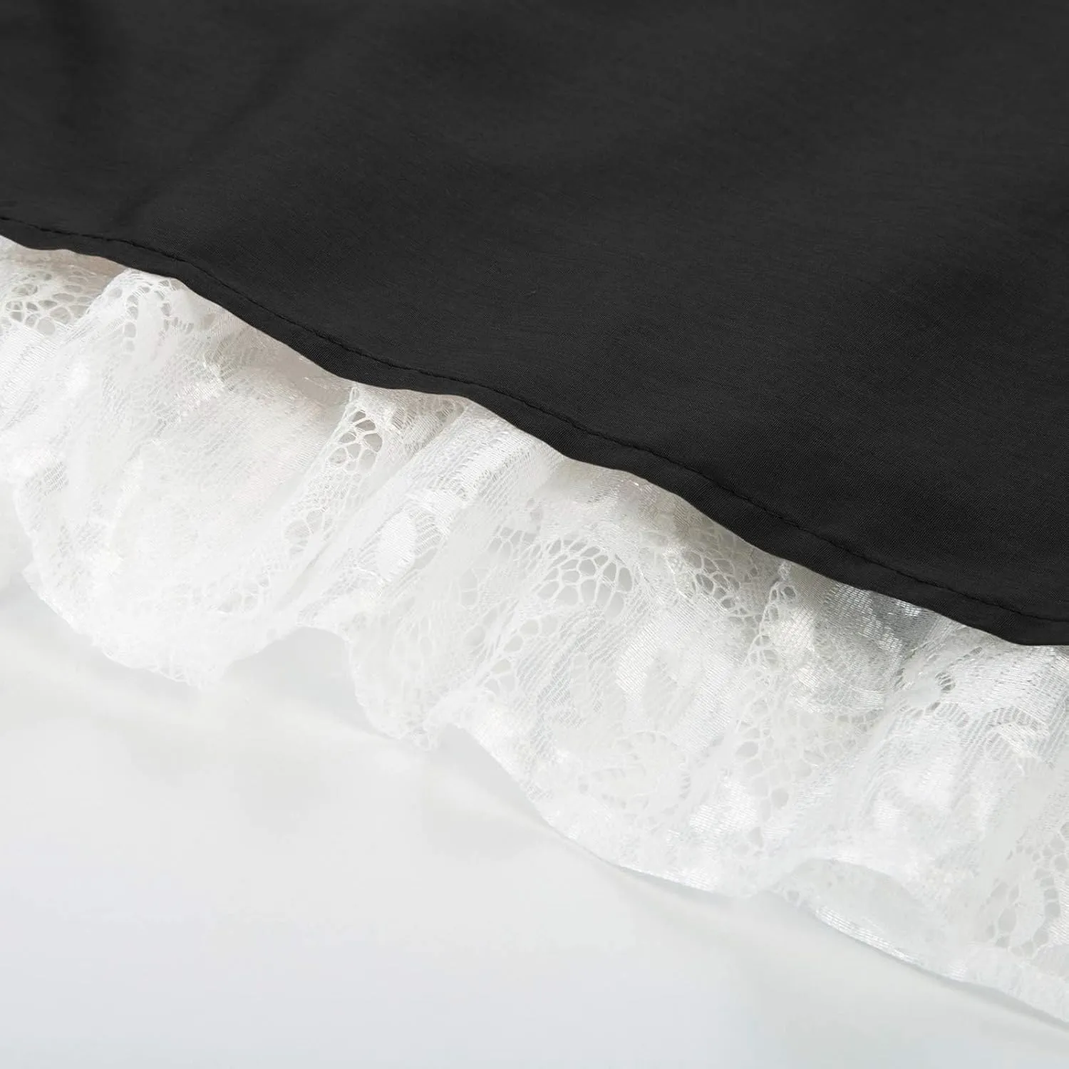 Women's Vintage Maxi Long Skirt Elastic Waist Lace Trim Ruched Flowy Long Skirt Gothic Victorian Renaissance Skirts