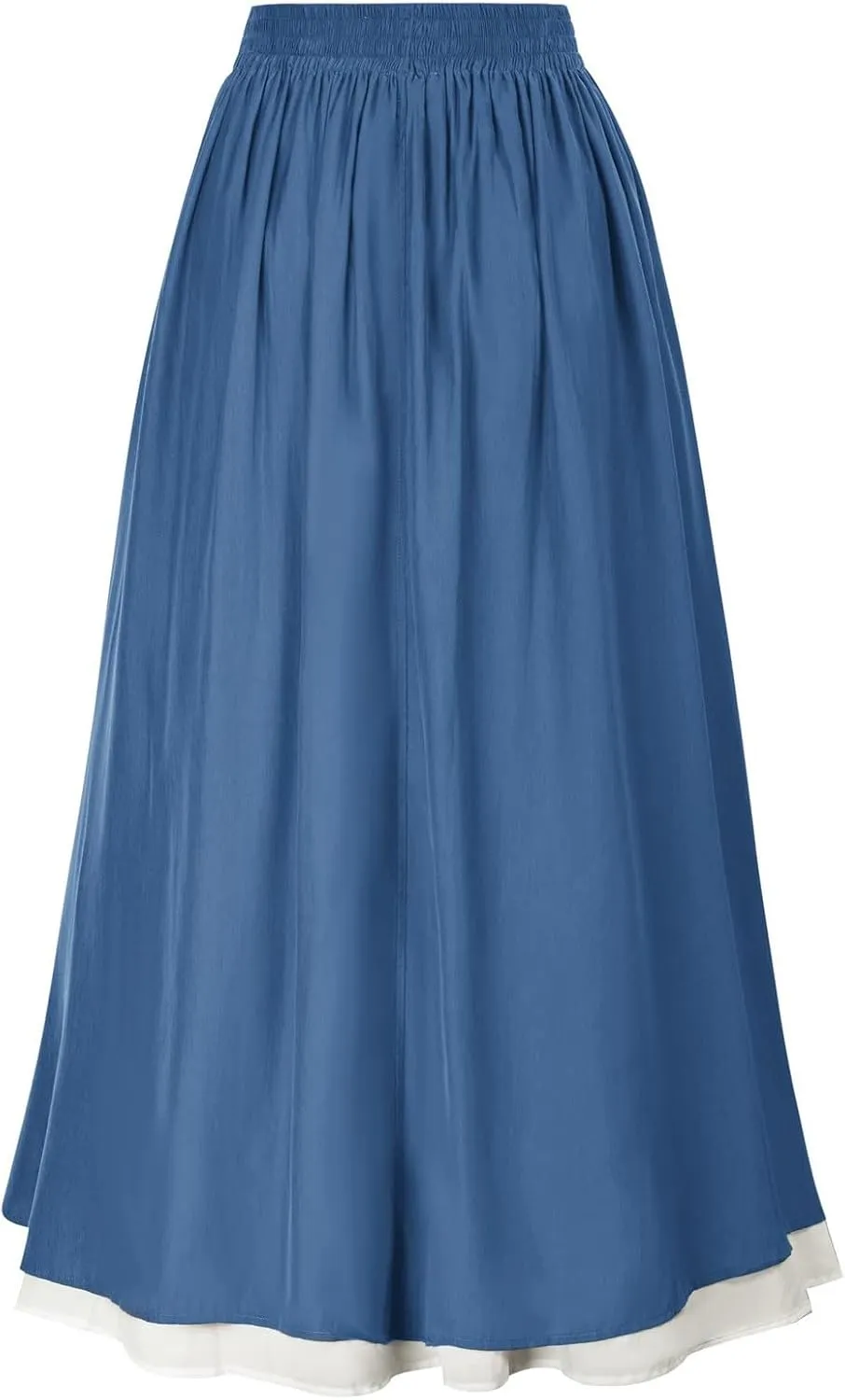 Women's Vintage Maxi Long Skirt Elastic Waist Lace Trim Ruched Flowy Long Skirt Gothic Victorian Renaissance Skirts