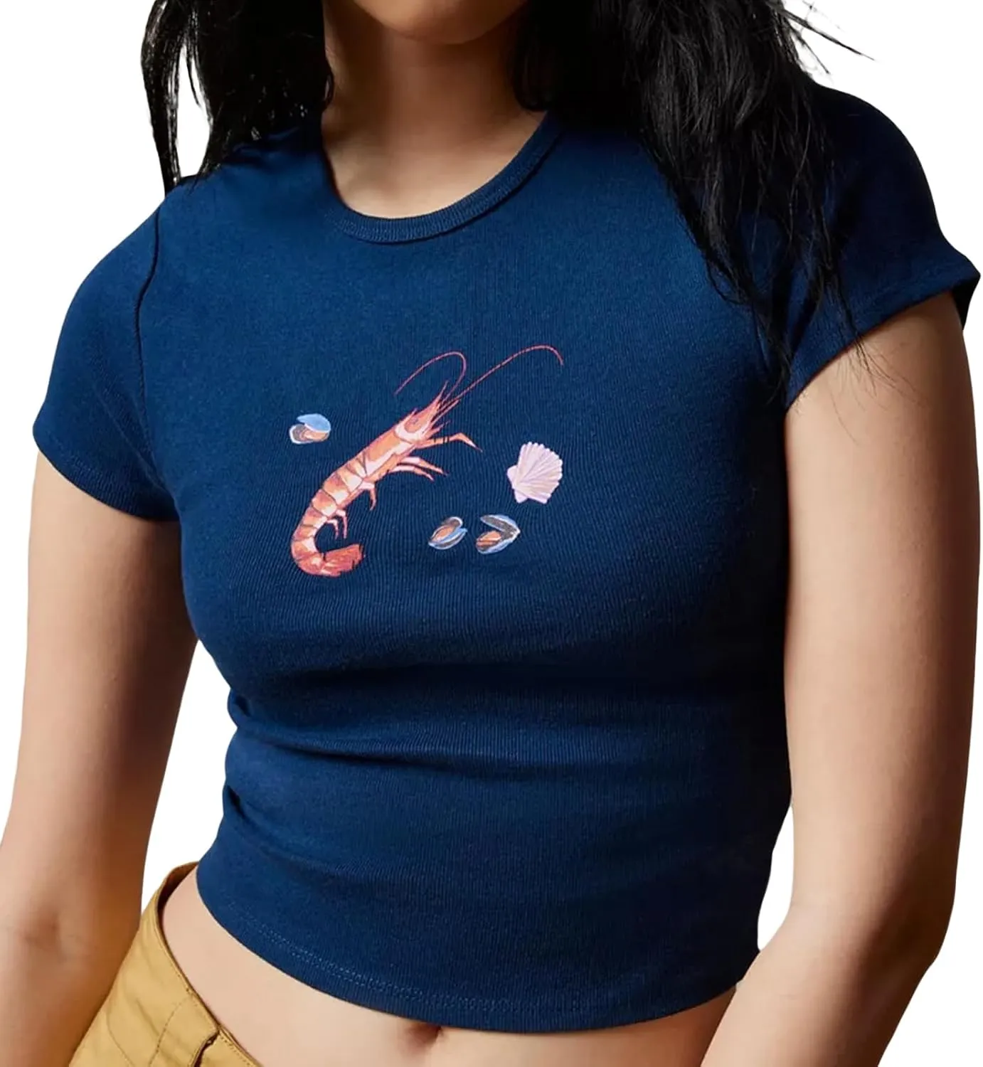 Y2K White Baby Tees for Women Cute Graphic Printed Crop Top Vintage Aesthetic Summer T Shirt for Teen Girls