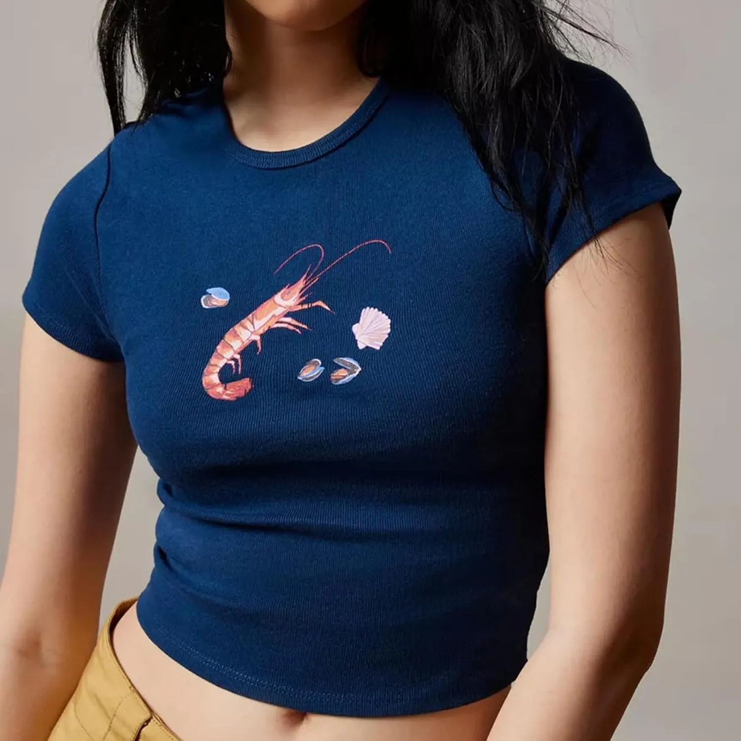 Y2K White Baby Tees for Women Cute Graphic Printed Crop Top Vintage Aesthetic Summer T Shirt for Teen Girls