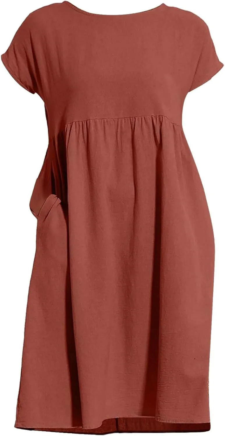 ZYXTIM Women 2024 Spring Summer Casual Dress Short Sleeve Slim Fit Solid Lounge Dresses Vacation Beach Sundress Outfits