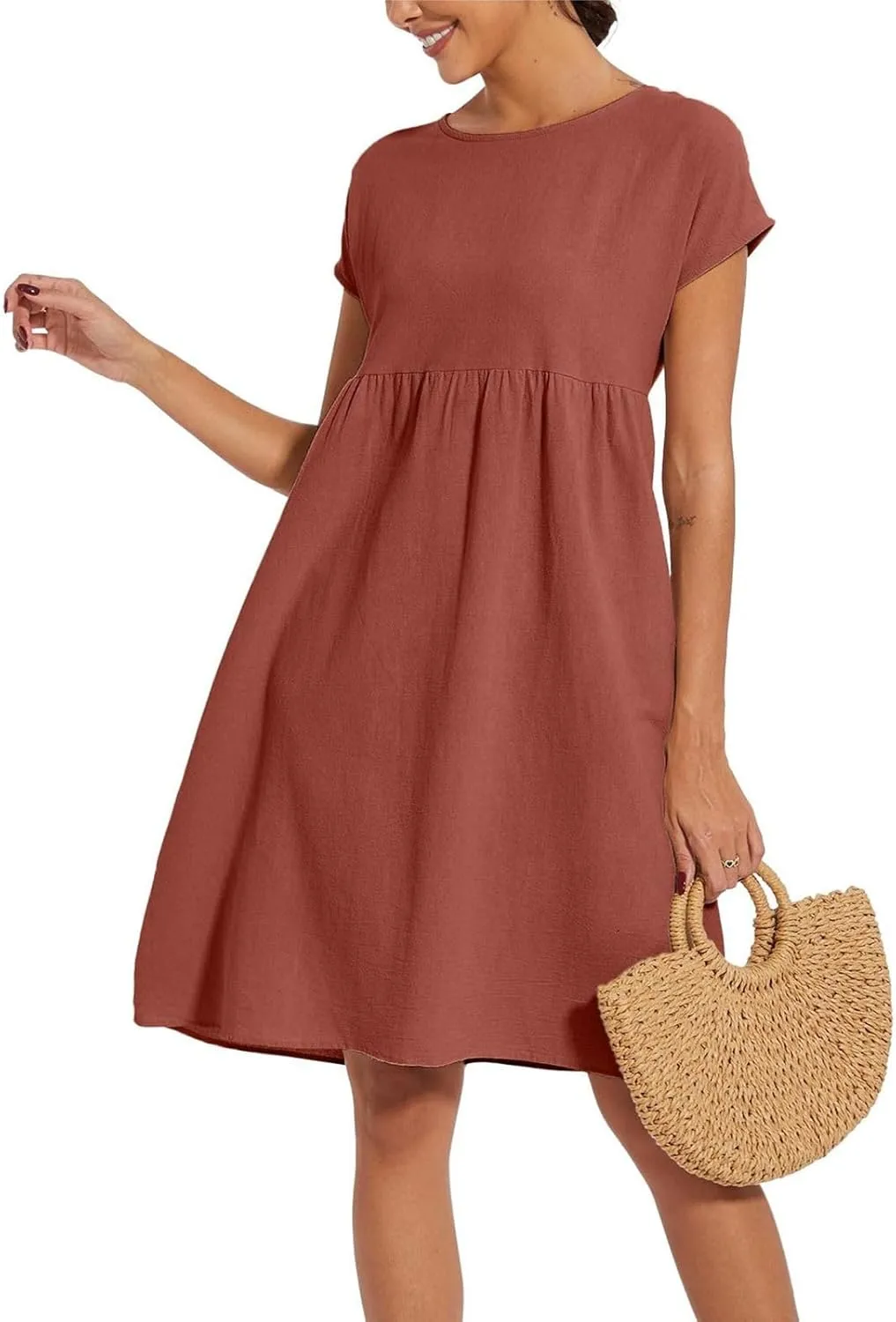 ZYXTIM Women 2024 Spring Summer Casual Dress Short Sleeve Slim Fit Solid Lounge Dresses Vacation Beach Sundress Outfits