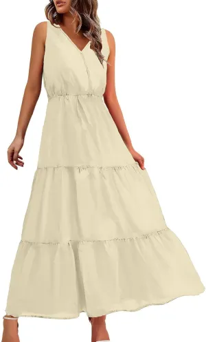 ZYXTIM Women's 2024 Summer Floral Boho Dress V Neck Elastic Waist Slim Fit Long Maxi Dress Beach Vacation Travel Guest Dress