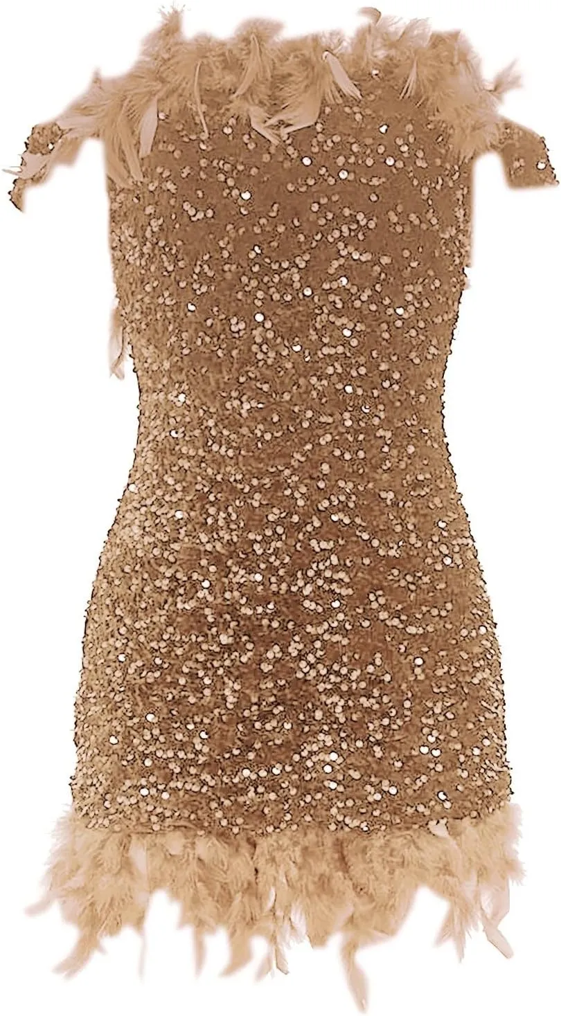 ZYXTIM Women's Dance Dress Rhinestone Sequins Tassel Latin Salsa Ballroom Dress Off Shoulder Flapper Party Dress Plus Size