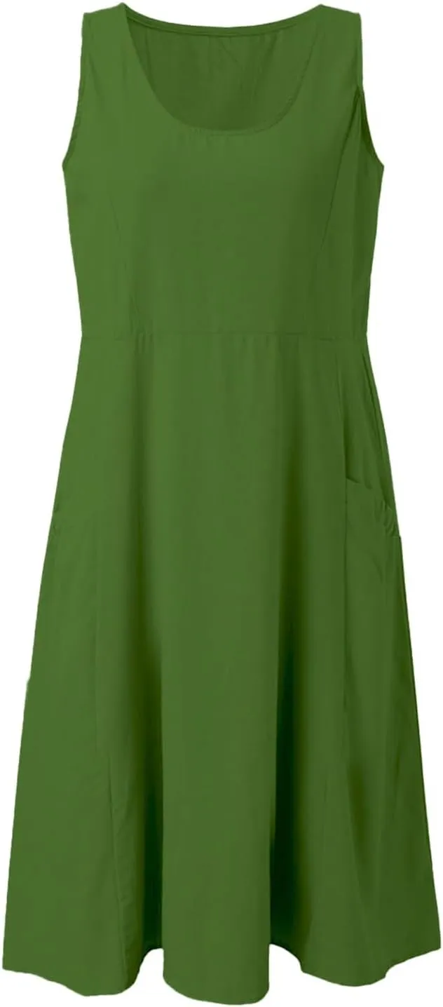 ZYXTIM Women's Summer Casual Tank Midi Dress with Pockets Plus Size Loose Fit Comfy T Shirt Dresses Flowy Beach Sundresses