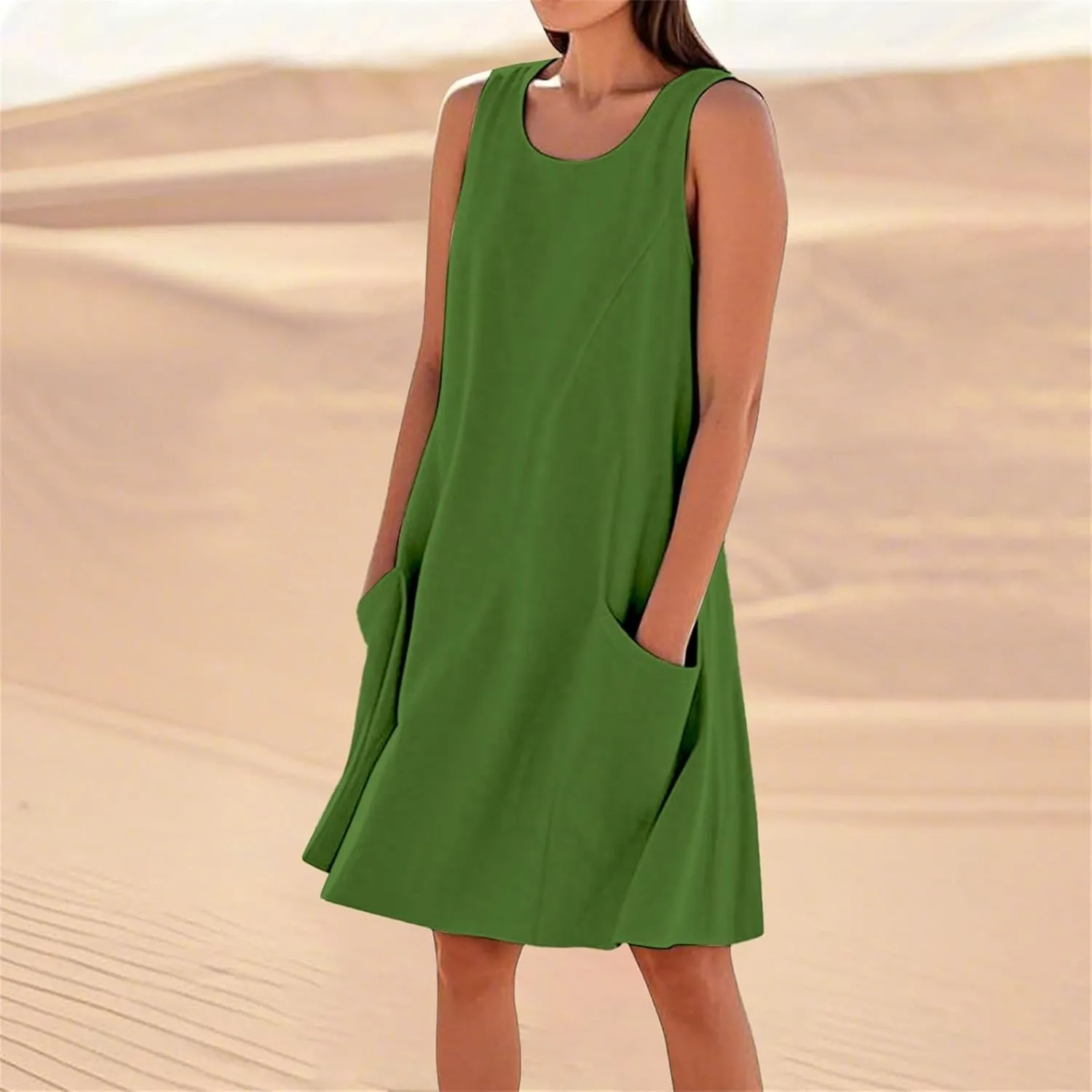 ZYXTIM Women's Summer Casual Tank Midi Dress with Pockets Plus Size Loose Fit Comfy T Shirt Dresses Flowy Beach Sundresses